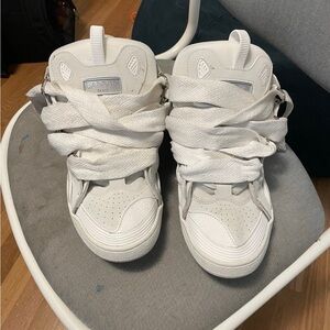 Lanvin White High-Top Sneakers with Velcro Straps